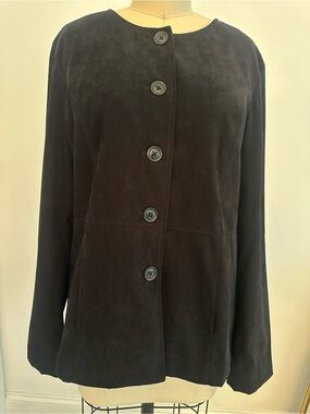 Orvis Black Suede Button-Front Blazer